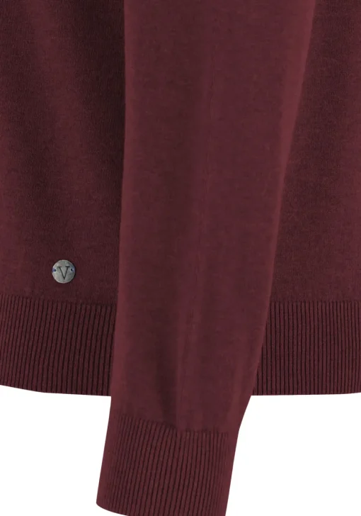MARVELIS modern fit trui katoen, V-hals, aubergine