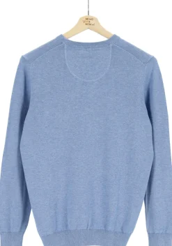 MARVELIS modern fit trui katoen, O-hals, lichtblauw