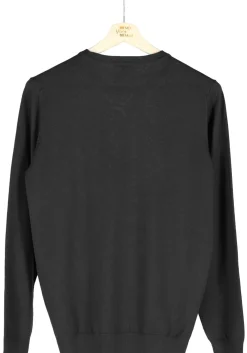 MARVELIS modern fit trui wol, O-hals, zwart