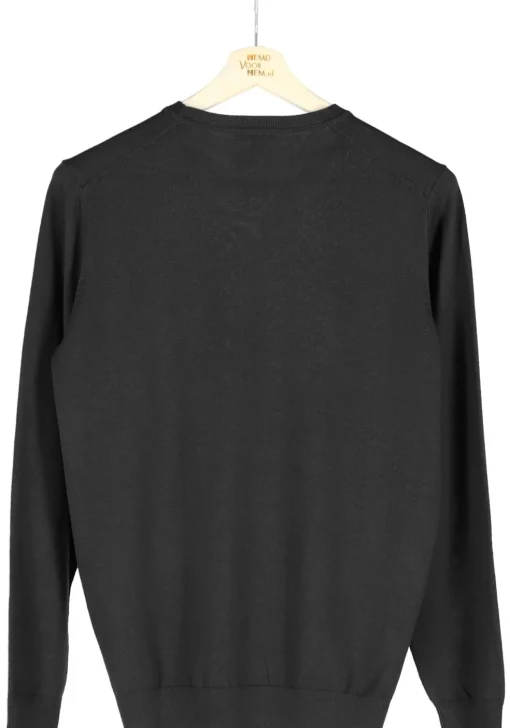 MARVELIS modern fit trui wol, O-hals, zwart