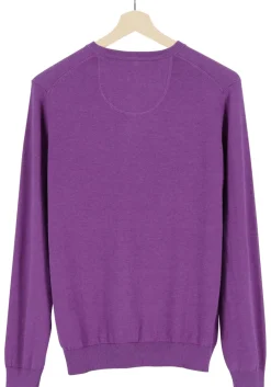MARVELIS modern fit trui katoen, V-hals, aubergine paars