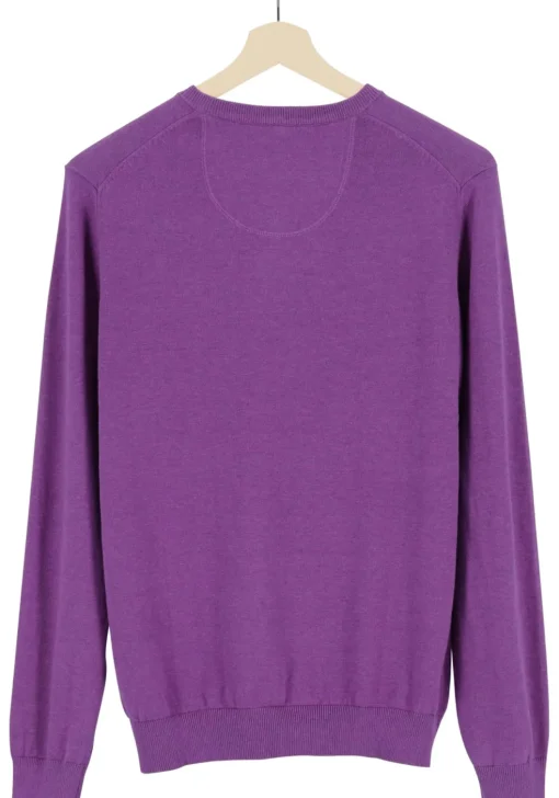 MARVELIS modern fit trui katoen, V-hals, aubergine paars
