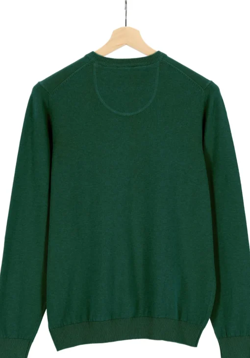 MARVELIS modern fit trui katoen, V-hals, groen