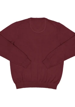 MARVELIS modern fit trui katoen, V-hals, aubergine