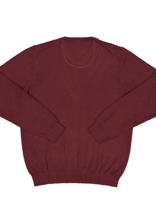 MARVELIS modern fit trui katoen, V-hals, aubergine