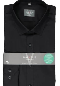 MARVELIS super slim fit overhemd, popeline, zwart