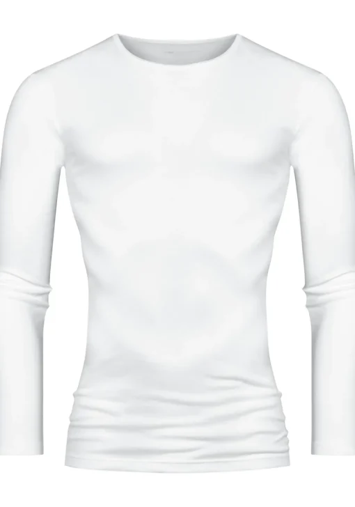 Mey Casual Cotton long sleeved shirt (1-pack), heren T-shirt O-hals lange mouw, wit