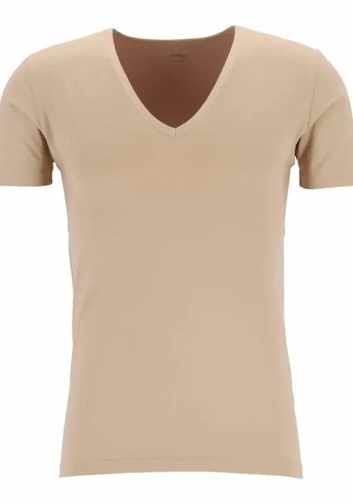 Mey Dry Cotton functional T-shirt (1-pack), heren T-shirt regular fit diepe V-hals, huidskleur