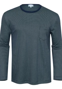 Mey heren pyjama Bennison, blauw heel fijn gestreept