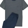 Mey heren shortama Bennison, blauw heel fijn gestreept