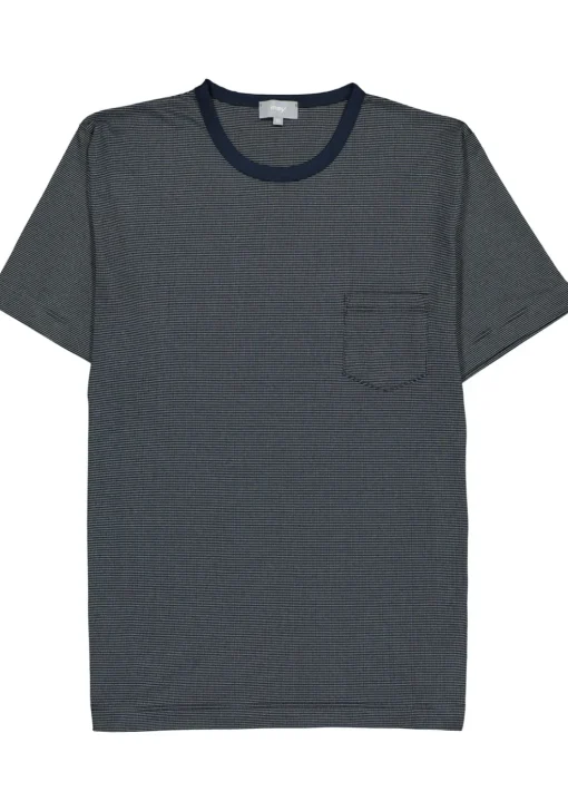 Mey heren shortama Bennison, blauw heel fijn gestreept