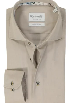 Michaelis slim fit heren overhemd, twill, beige