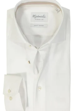 Michaelis slim fit heren overhemd, dobby, wit