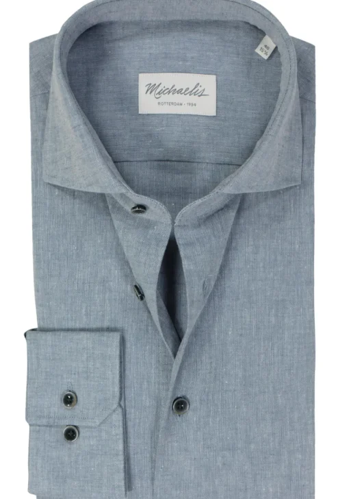 Michaelis slim fit heren overhemd, popeline, blauw
