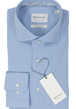 Michaelis slim fit heren overhemd, dobby, blauw