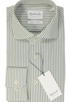 Michaelis slim fit heren overhemd, Oxford, groen gestreept