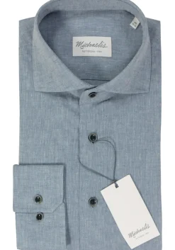 Michaelis slim fit heren overhemd, popeline, blauw