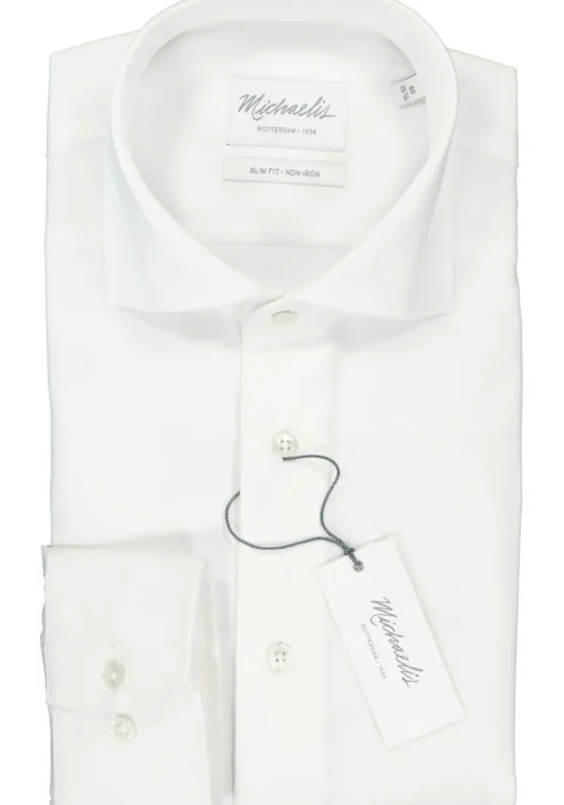Michaelis slim fit overhemd, twill, wit