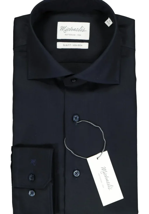 Michaelis slim fit overhemd, Oxford, navy blauw