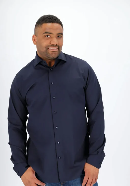 Michaelis slim fit overhemd, Oxford, navy blauw