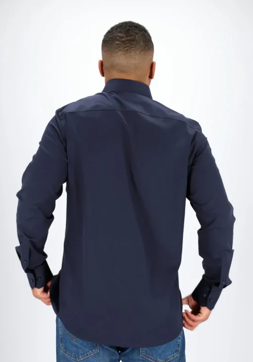 Michaelis slim fit overhemd, Oxford, navy blauw