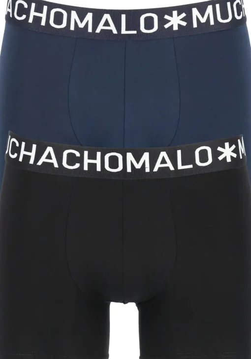 Muchachomalo Light Cotton boxershorts (2-pack), heren boxers normale lengte, blauw en zwart