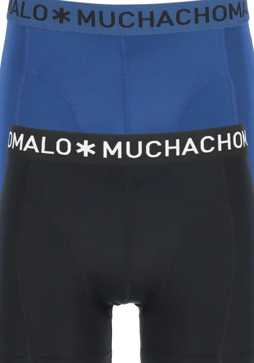 Muchchomalo microfiber boxershorts (2-pack), heren boxers normale lengte, zwart en blauw