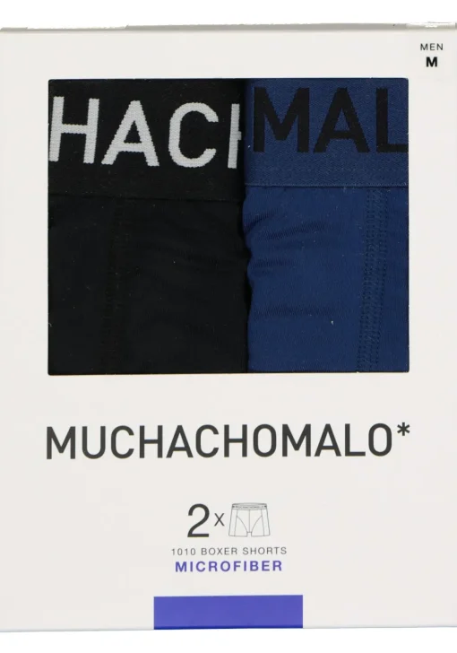 Muchchomalo microfiber boxershorts (2-pack), heren boxers normale lengte, zwart en blauw
