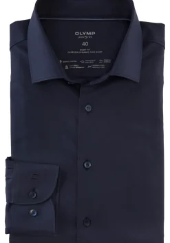 OLYMP 24/7 Level 5 body fit overhemd, twill, marine blauw