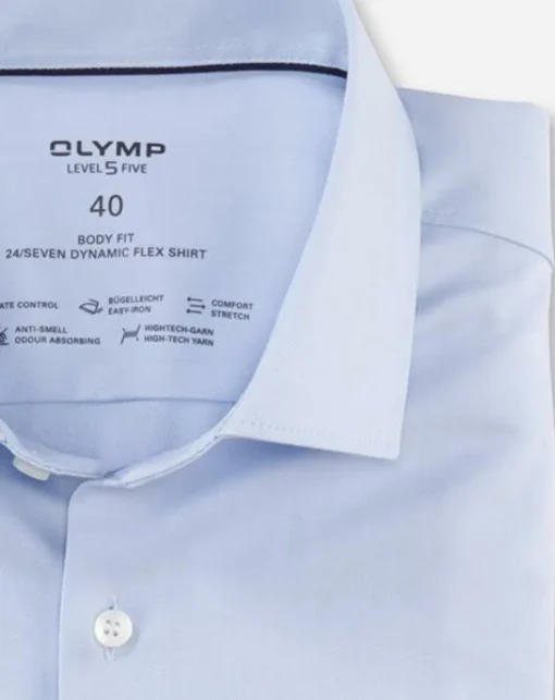 OLYMP 24/7 Level 5 body fit overhemd, twill, lichtblauw