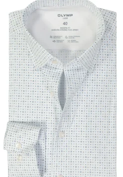 OLYMP 24/7 modern fit overhemd, tricot, wit dessin