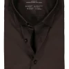 OLYMP 24/7 modern fit overhemd, tricot, zwartbruin