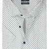 OLYMP 24/7 modern fit overhemd, korte mouw, dobby, wit dessin