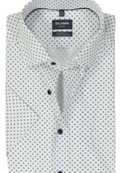 OLYMP 24/7 modern fit overhemd, korte mouw, dobby, wit dessin