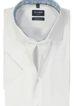 OLYMP 24/7 modern fit overhemd, korte mouw, twill, wit