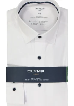 OLYMP 24/7 modern fit overhemd, tricot, wit