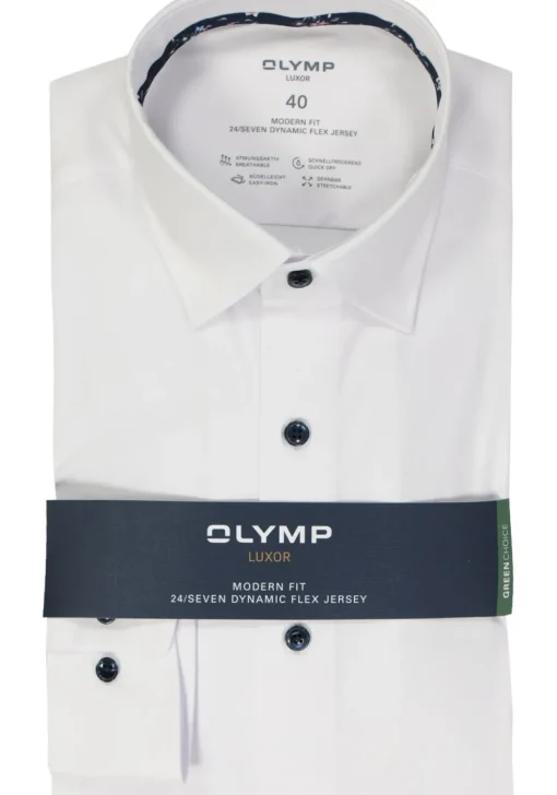 OLYMP 24/7 modern fit overhemd, tricot, wit