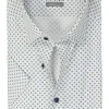 OLYMP comfort fit overhemd, korte mouw, dobby, wit dessin