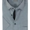 OLYMP comfort fit overhemd, korte mouw, structuur, marine blauw