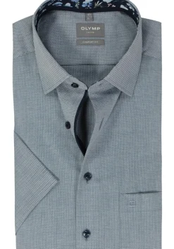 OLYMP comfort fit overhemd, korte mouw, structuur, marine blauw