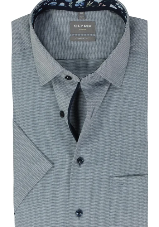 OLYMP comfort fit overhemd, korte mouw, structuur, marine blauw