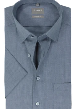 OLYMP comfort fit overhemd, korte mouw, structuur, marine blauw