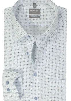 OLYMP comfort fit overhemd, mouwlengte 7, popeline, wit dessin