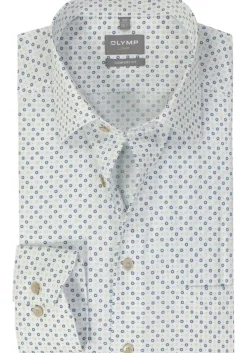OLYMP comfort fit overhemd, popeline, beige dessin
