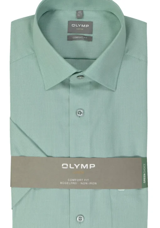 OLYMP comfort fit overhemd, korte mouw, structuur, groen
