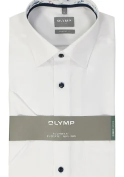 OLYMP comfort fit overhemd, korte mouw, structuur, wit