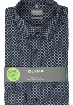 OLYMP comfort fit overhemd, popeline, marine blauw dessin