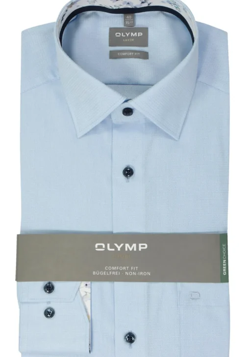 OLYMP comfort fit overhemd, structuur, lichtblauw