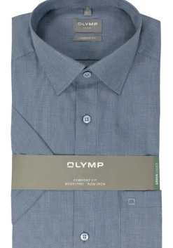 OLYMP comfort fit overhemd, korte mouw, structuur, marine blauw
