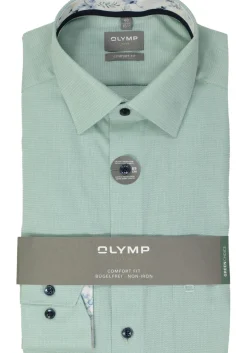 OLYMP comfort fit overhemd, mouwlengte 7, structuur, groen